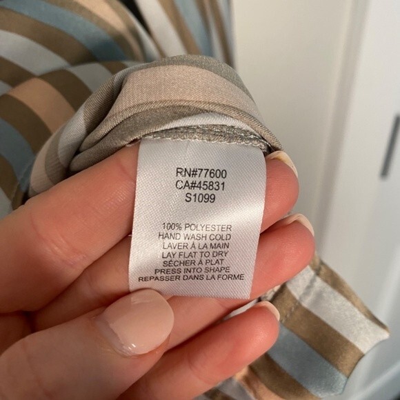 Saltwater Luxe Pastel Pink & Blue Striped Blouse - Size Large - EUC - Picture 4 of 5